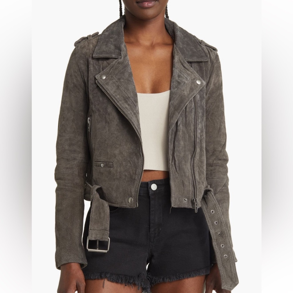 BlankNYC Grey Suede Moto Jacket